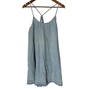 Treasure & Bond Chambray Denim Mini Dress Womens Sz S Casual Cottagecore Basic